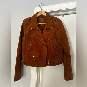 BlankNYC Suede Leather Cognac Moto Jacket